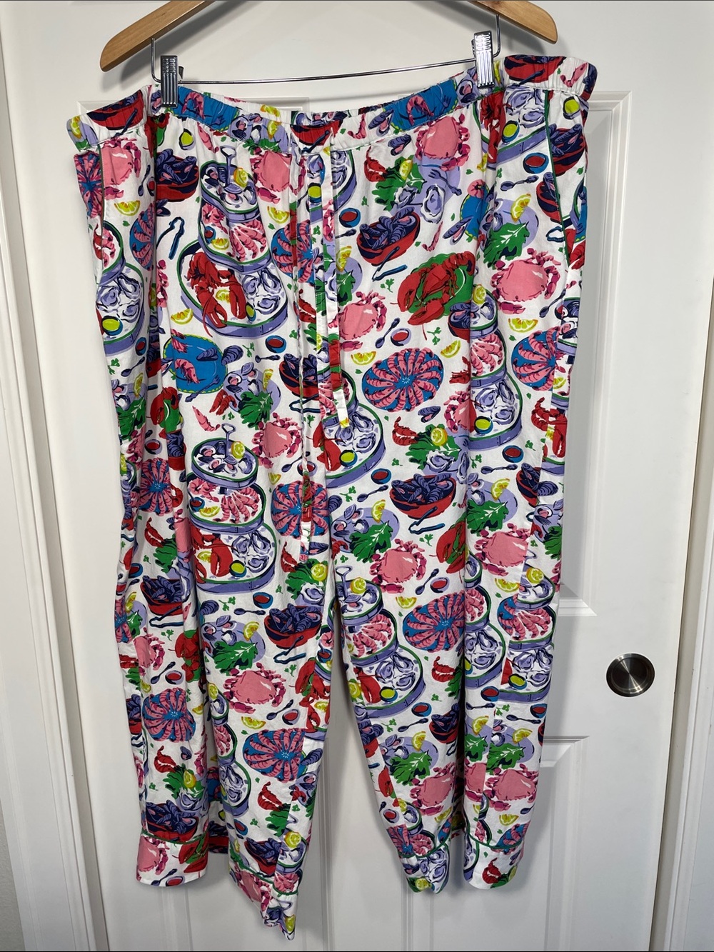 Printfresh Fruits de Mer PJ Pants Size 5X Seafood Print Crop Multicolor Organic